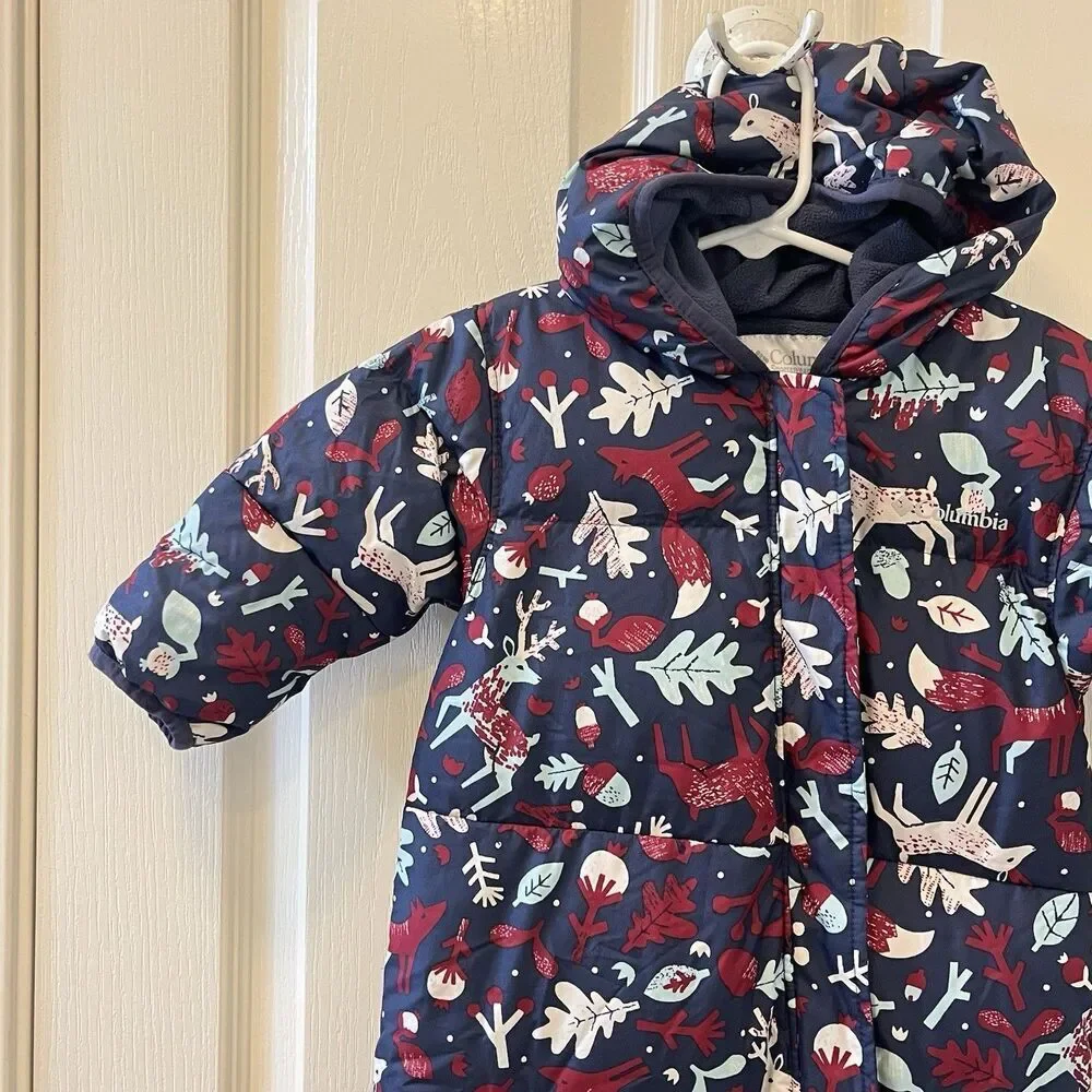Columbia Infant Snuggly Bunny II Bunting Down Snowsuit Woodland Girls 6-12 Mos